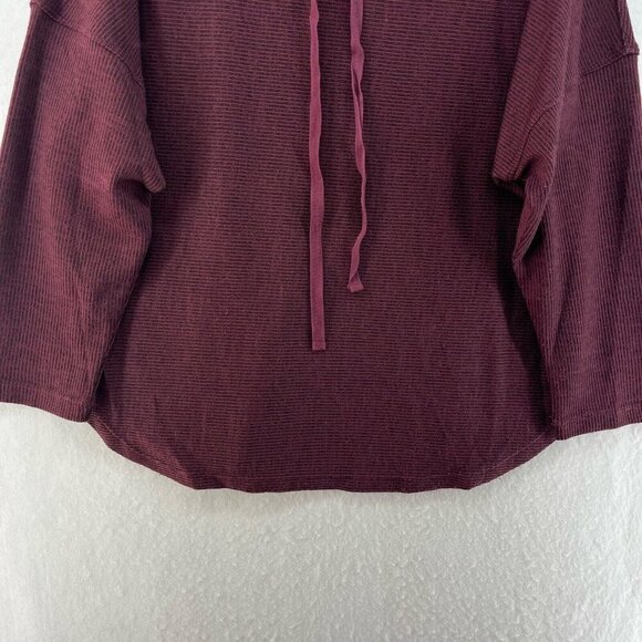 Max Studio Sweater Womens L Maroon Black Stripe Cowl Long Sleeve Pullover Preppy - Picture 7 of 12